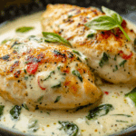 Mozzarella Chicken in Basil Cream Sauce