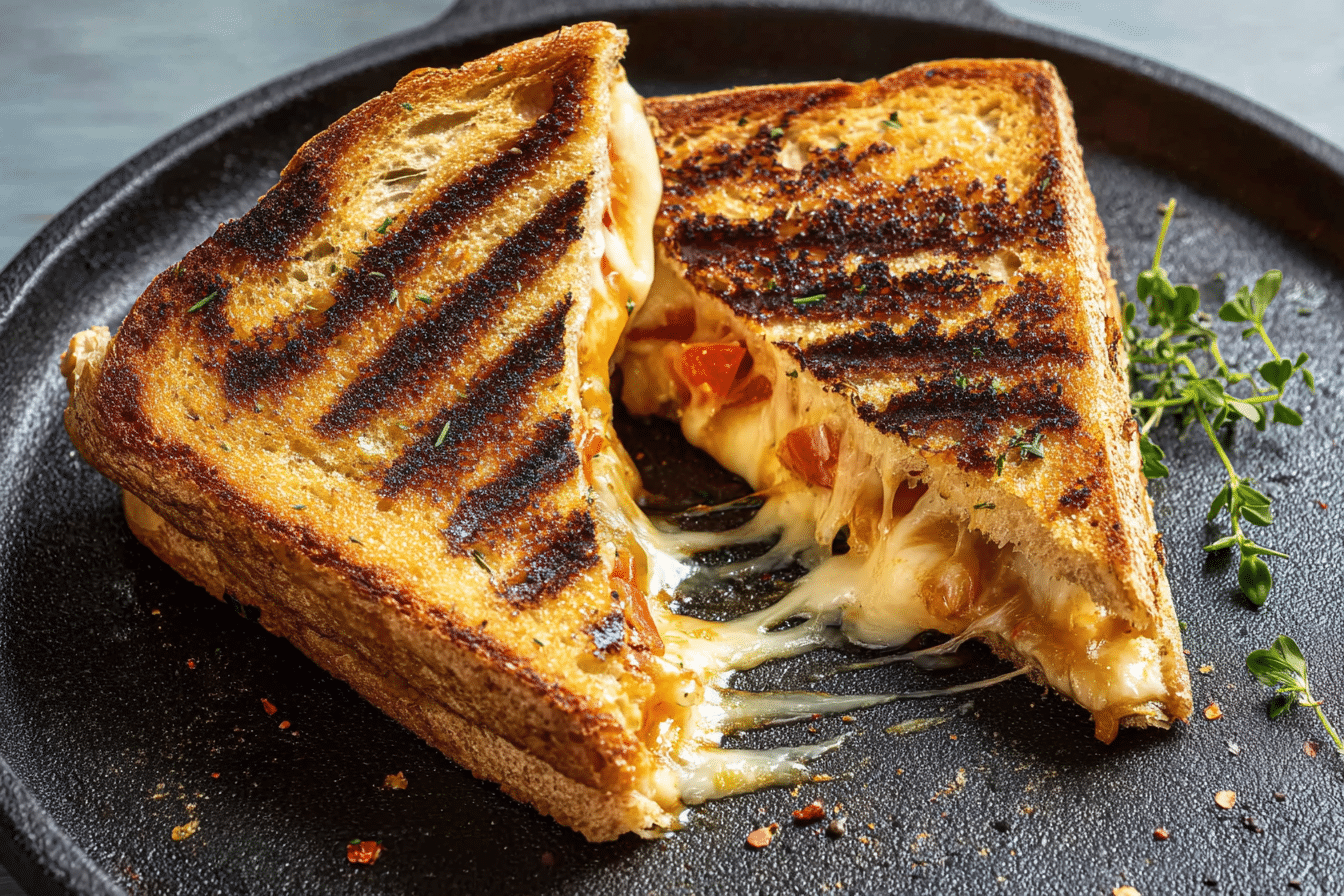 grilled cheese in a Swiss Diamond grill pan