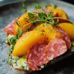 mortadella and the squishy, sweet thyme-roasted peach