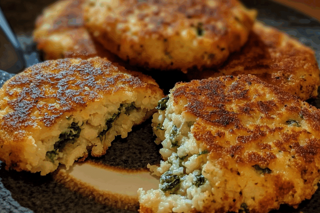 Spinach and cheese stuffed cauliflower patties
