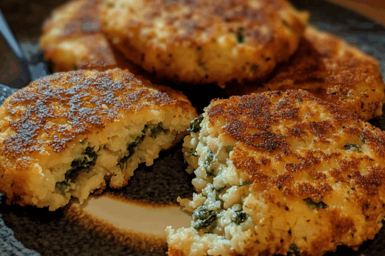 Spinach and cheese stuffed cauliflower patties