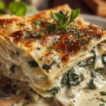 spinach-and-mushroom-white-lasagna-baked-cheesy