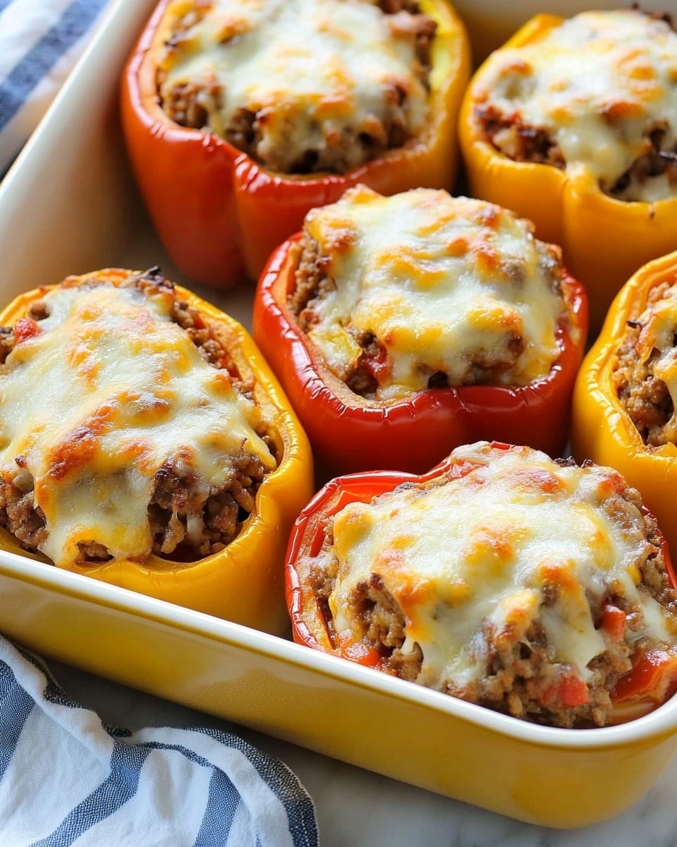Stuffed Bell Peppers with Ground Beef, Rice, and Cheese Recipe - Recipe Image