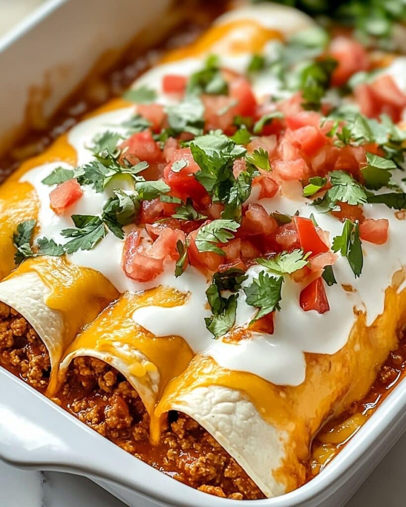 Savory Ground Beef Enchiladas with Cheddar and Enchilada Sauce Recipe
