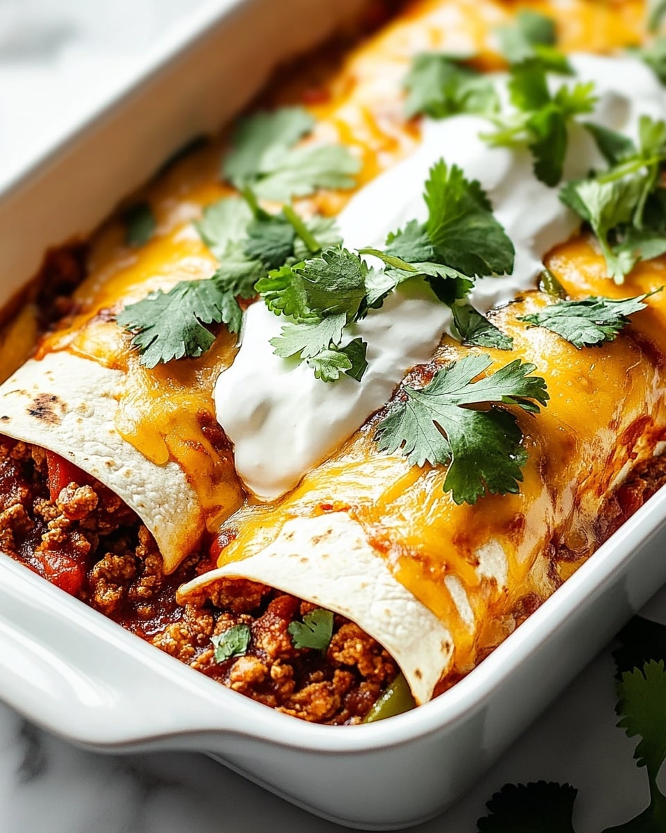Savory Ground Beef Enchiladas with Cheddar and Enchilada Sauce Recipe - Recipe Image