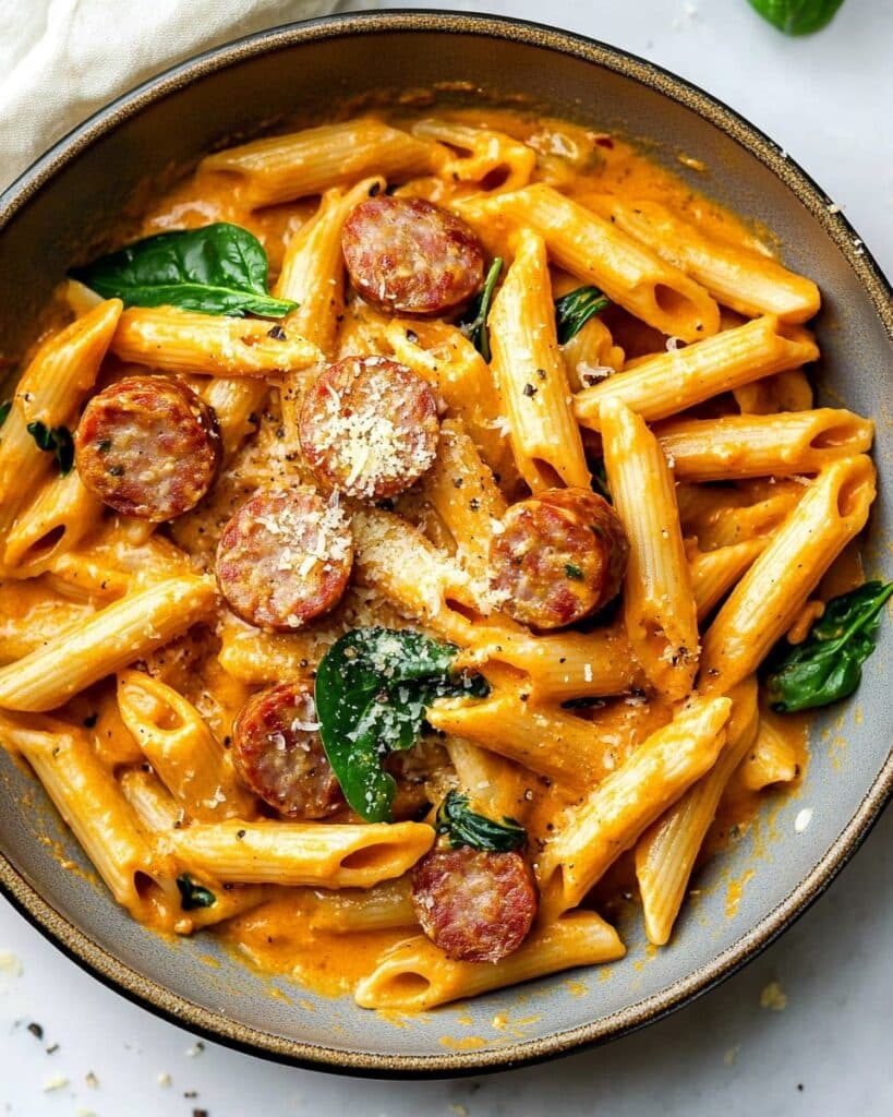 One Pot Creamy Cajun Sausage Pasta Recipe
