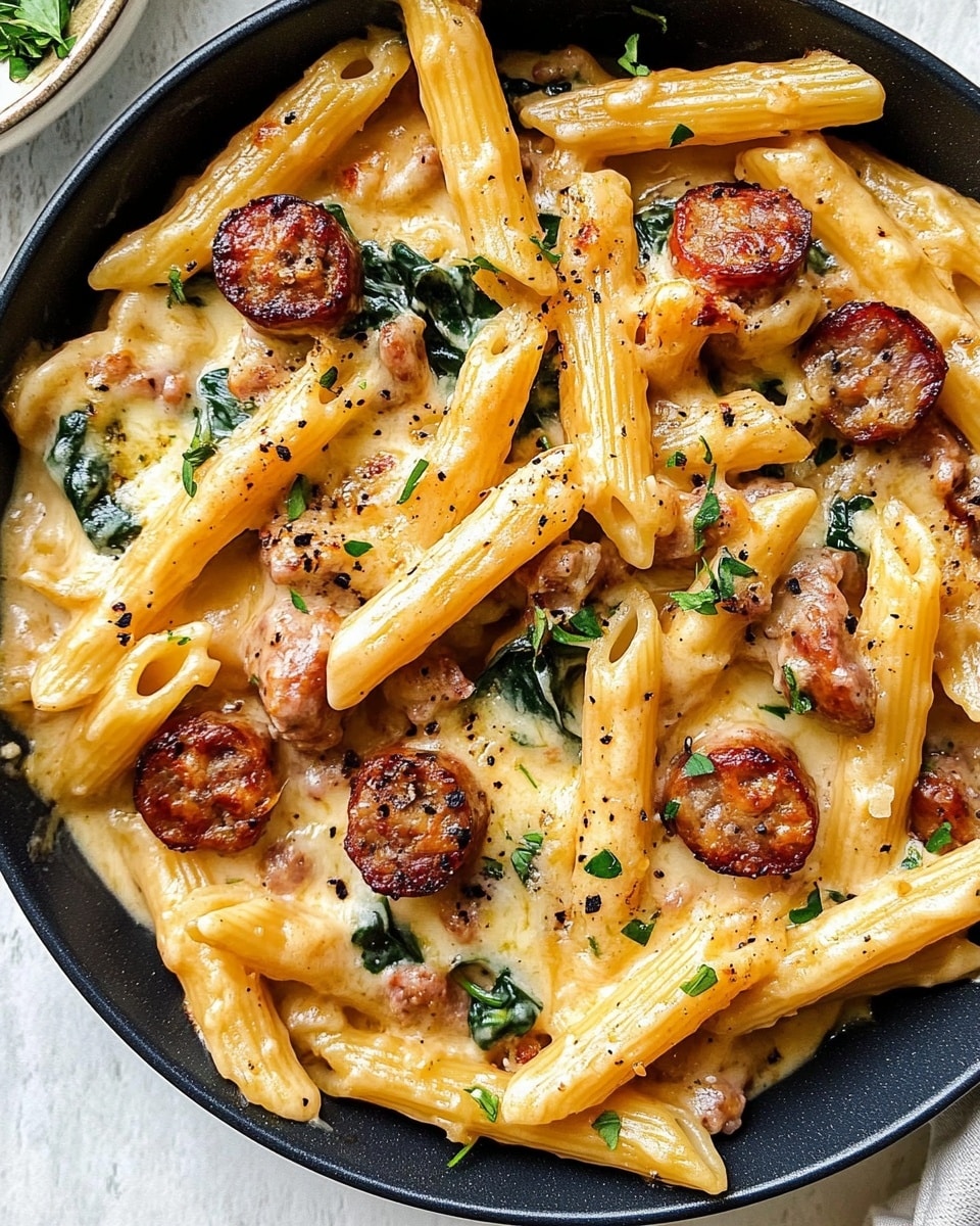 One Pot Creamy Cajun Sausage Pasta Recipe - Recipe Image