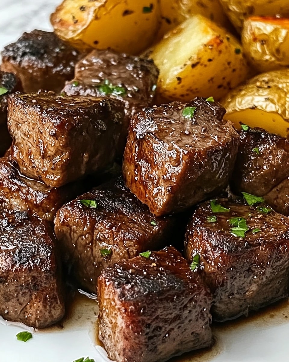 Garlic Butter Steak Bites and Potatoes Recipe - Recipe Image