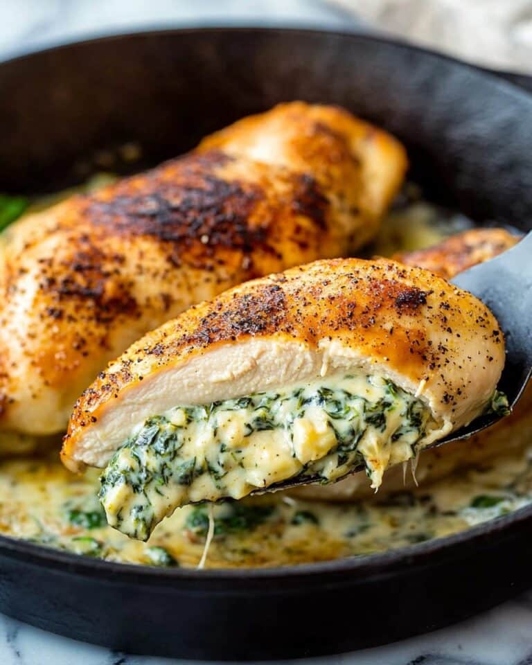 Cheesy Spinach Stuffed Chicken Breasts Recipe