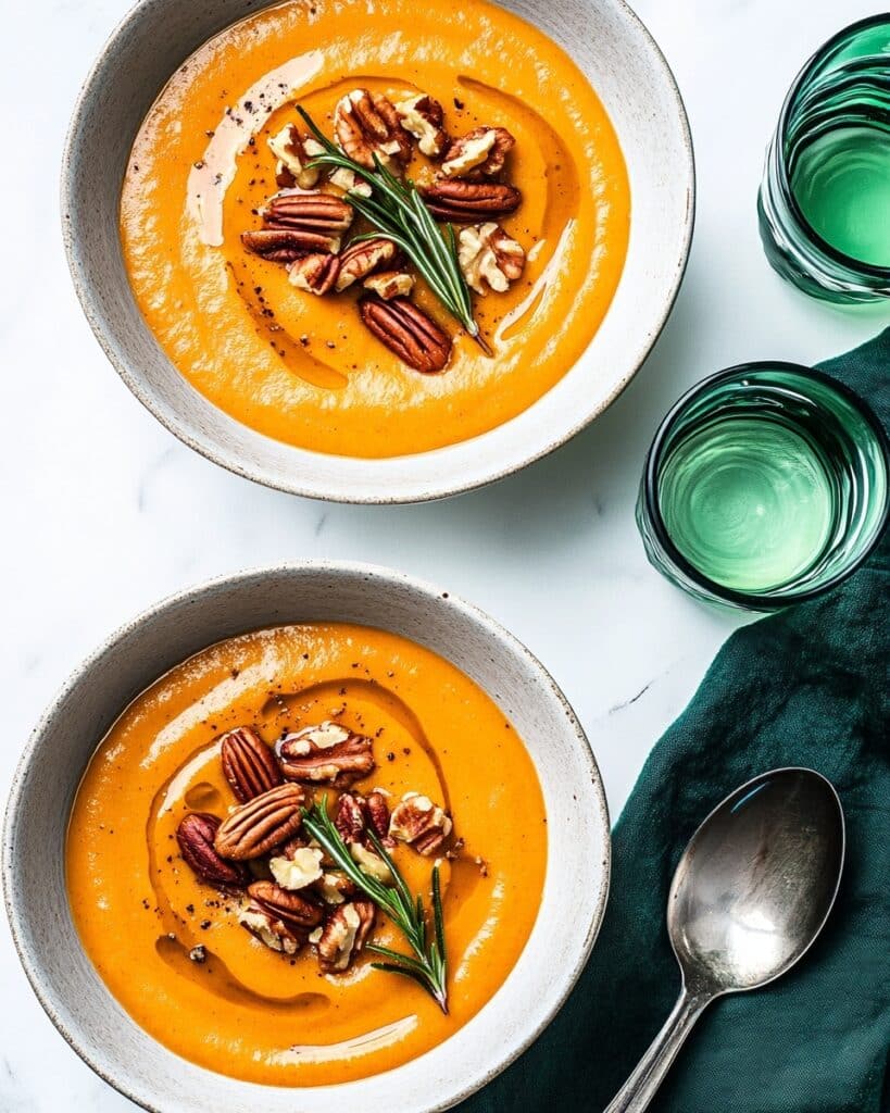 Creamy Pumpkin Sweet Potato Soup with Spices Recipe