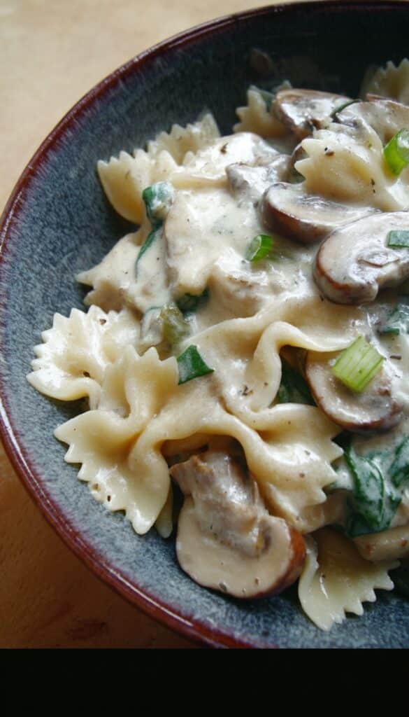 Creamy Bow Tie Pasta with Mushrooms and Leeks Recipe