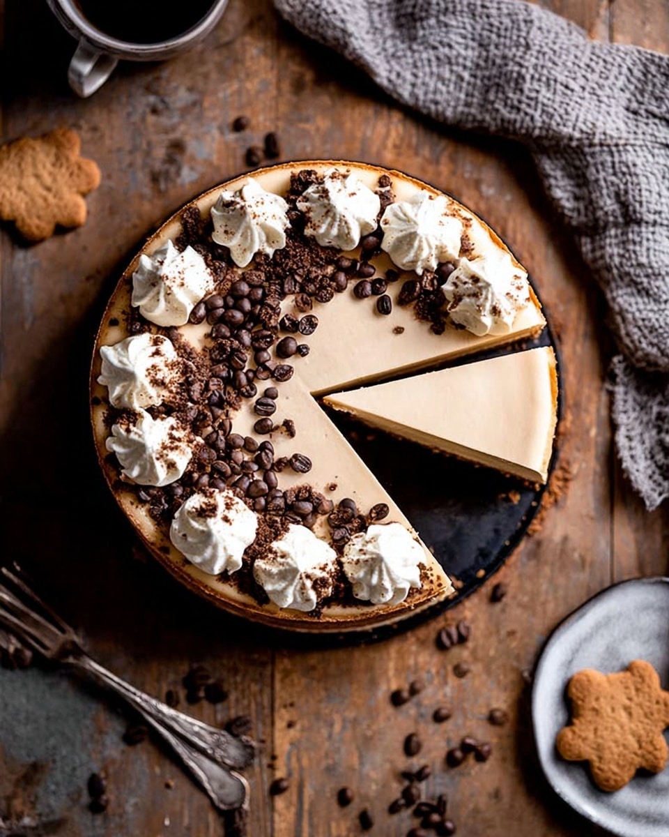Baked Coffee Cheesecake with Coffee Infused Graham Cracker Crust Recipe - Recipe Image