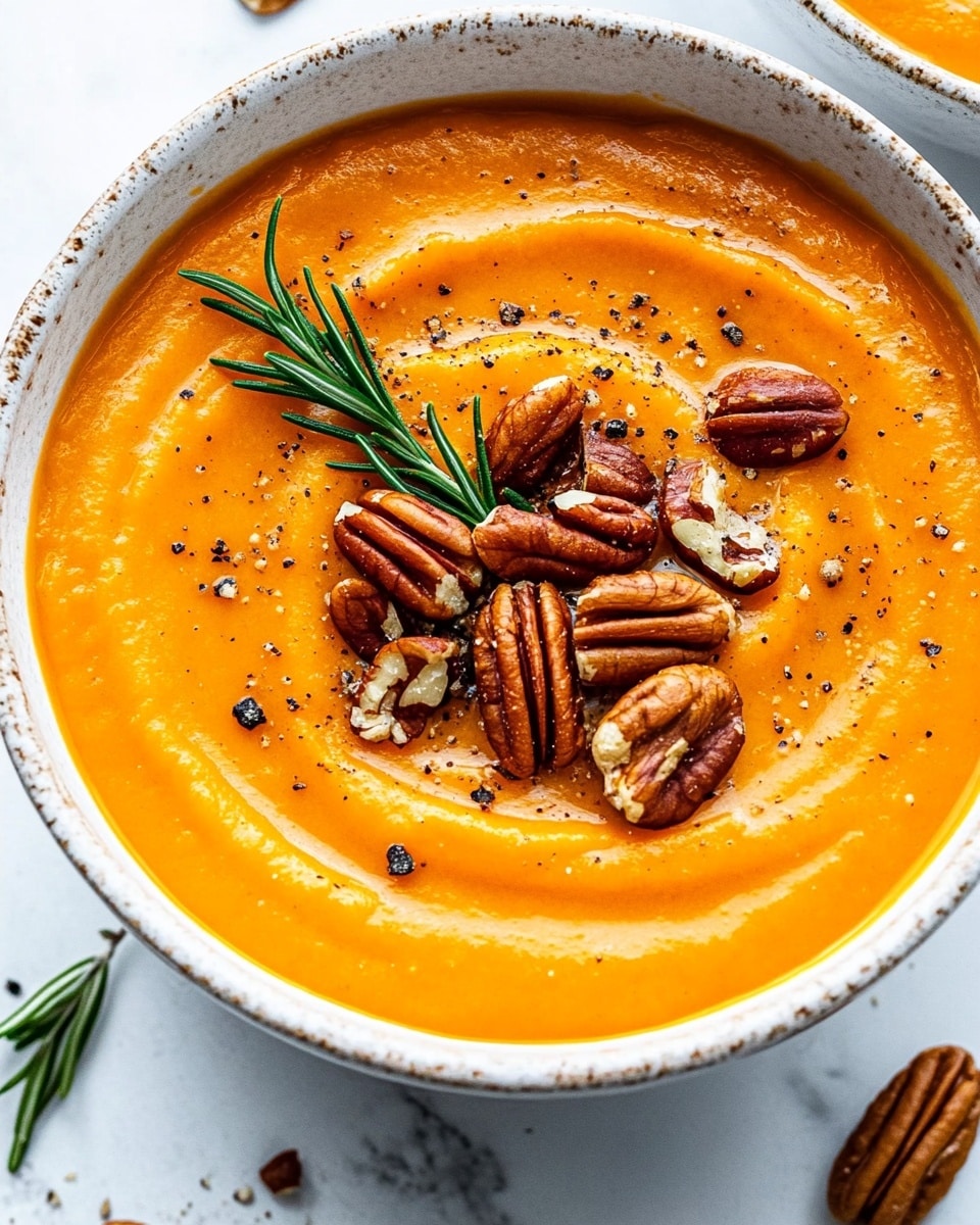 Creamy Pumpkin Sweet Potato Soup with Spices Recipe - Recipe Image