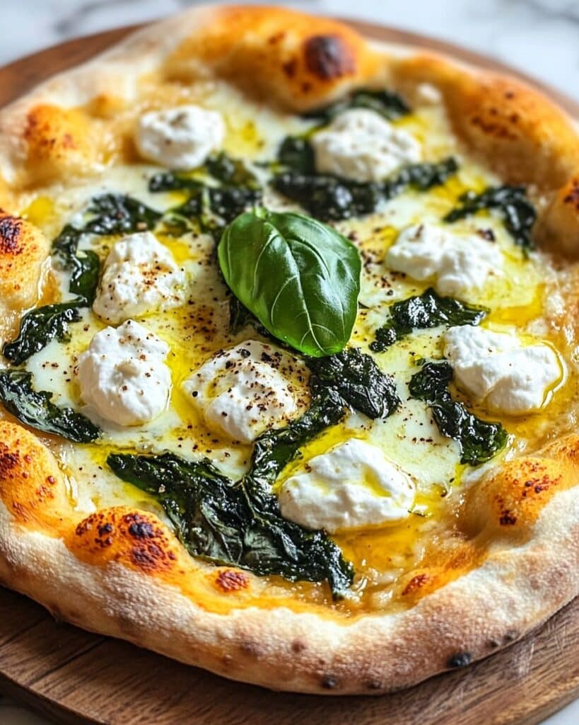 Greek Roasted Garlic Spinach White Pizza Recipe