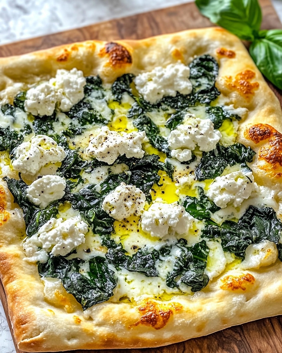 Greek Roasted Garlic Spinach White Pizza Recipe - Recipe Image