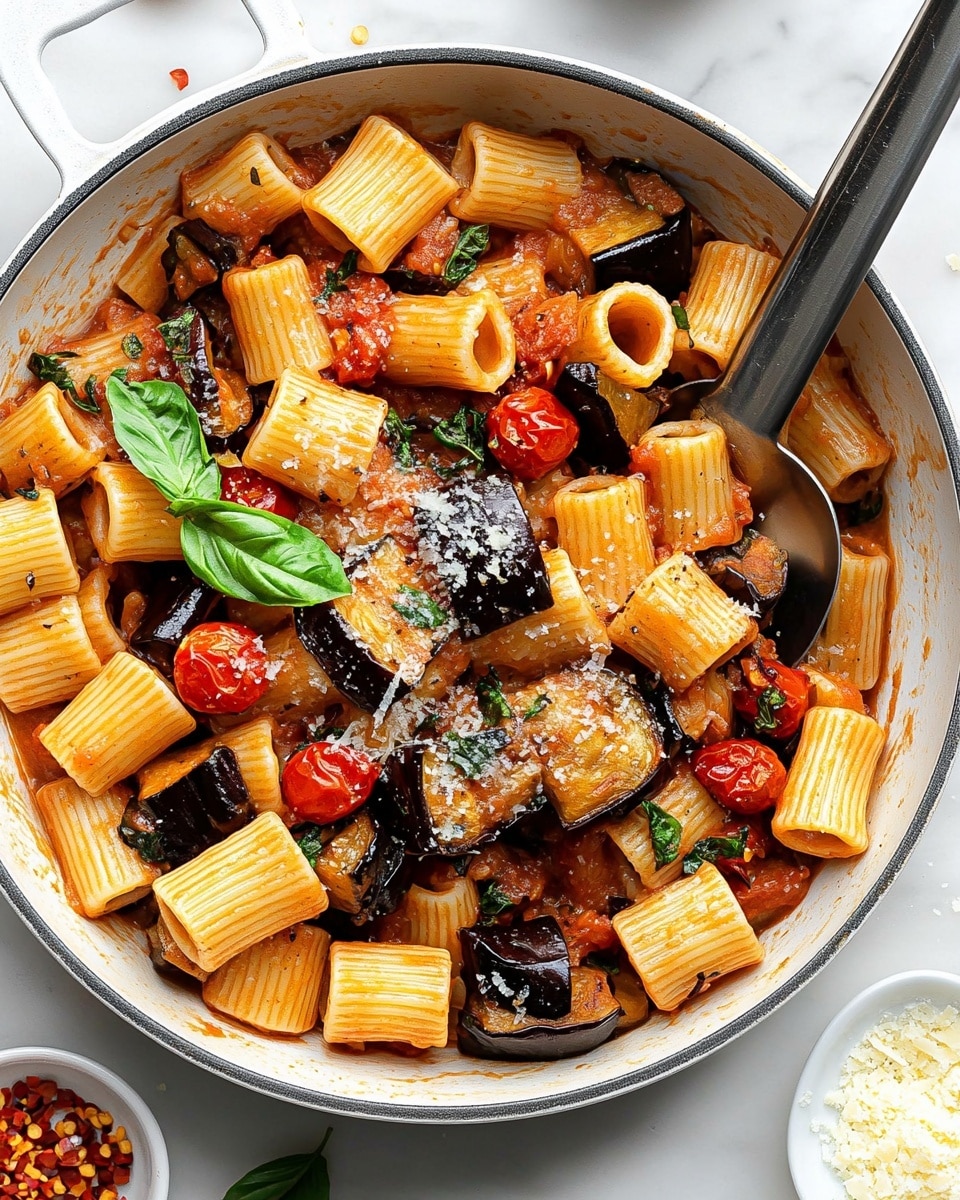Eggplant and Fresh Tomato Pasta Recipe - Recipe Image