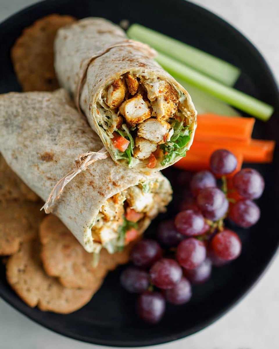 Honey Mustard Chicken Wraps with Coleslaw and Veggies Recipe - Recipe Image