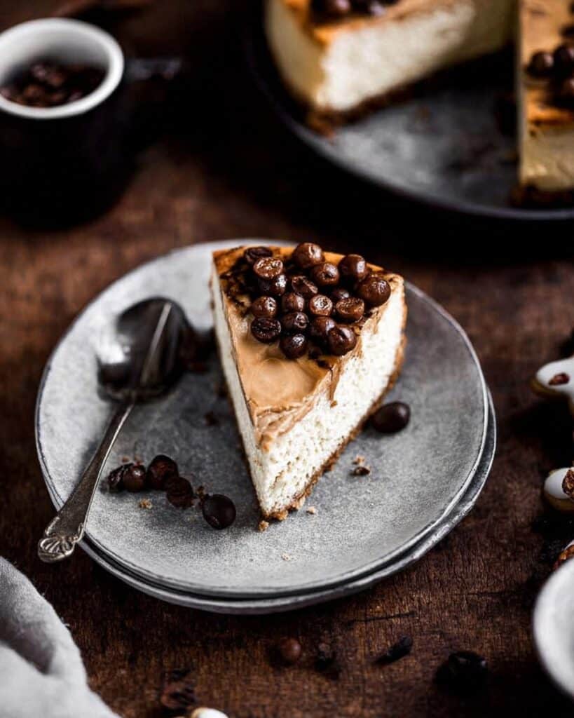 Baked Coffee Cheesecake with Coffee Infused Graham Cracker Crust Recipe