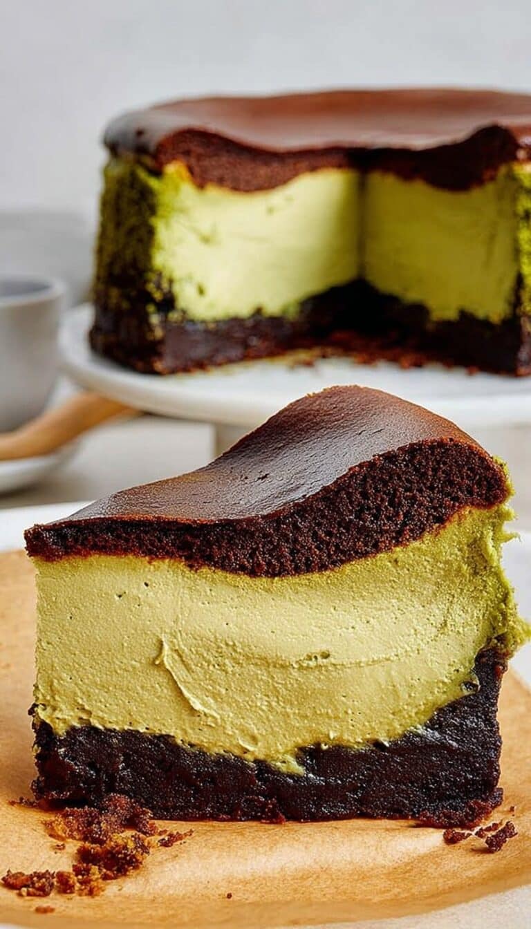 Pistachio Brownie Basque Cheesecake Recipe
