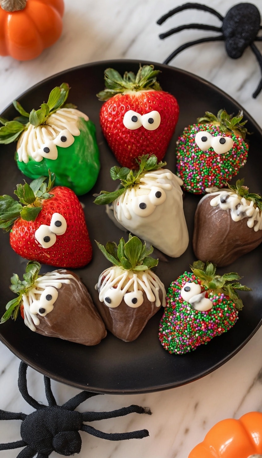 Easy Halloween Chocolate Covered Strawberries Recipe - Recipe Image
