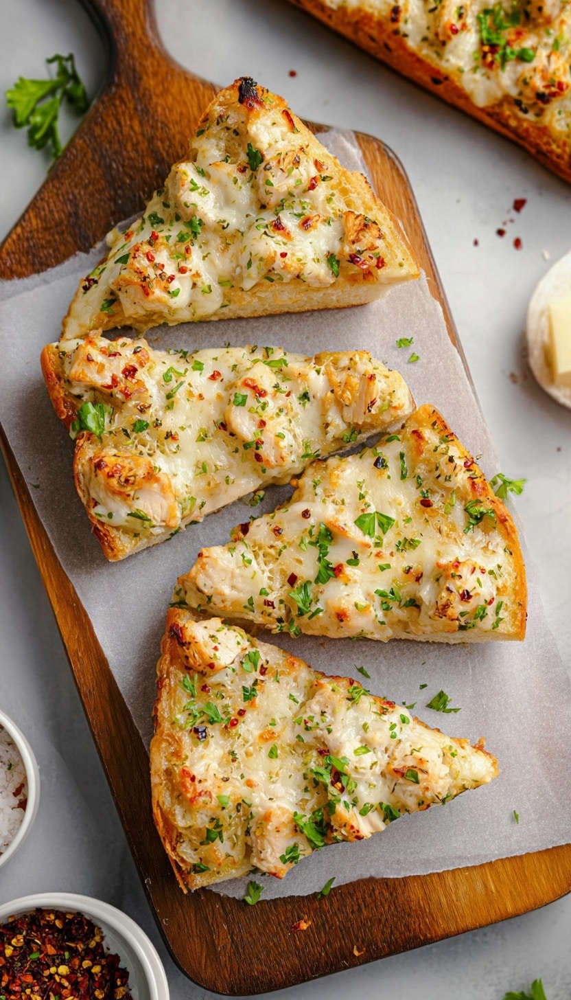 The Viral Chicken Alfredo Garlic Bread Recipe - Recipe Image