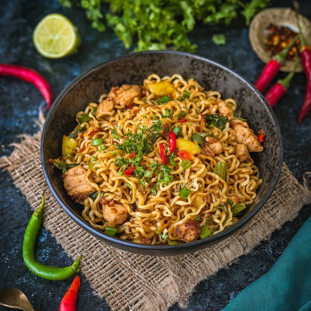 Spicy Chicken Noodles with Ginger and Vegetables Recipe - Recipe Image