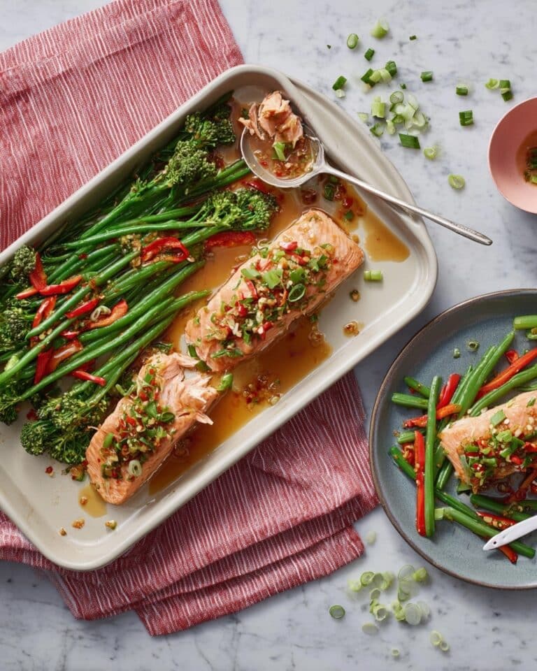 Salmon Traybake with Soy, Chilli, and Lime Recipe