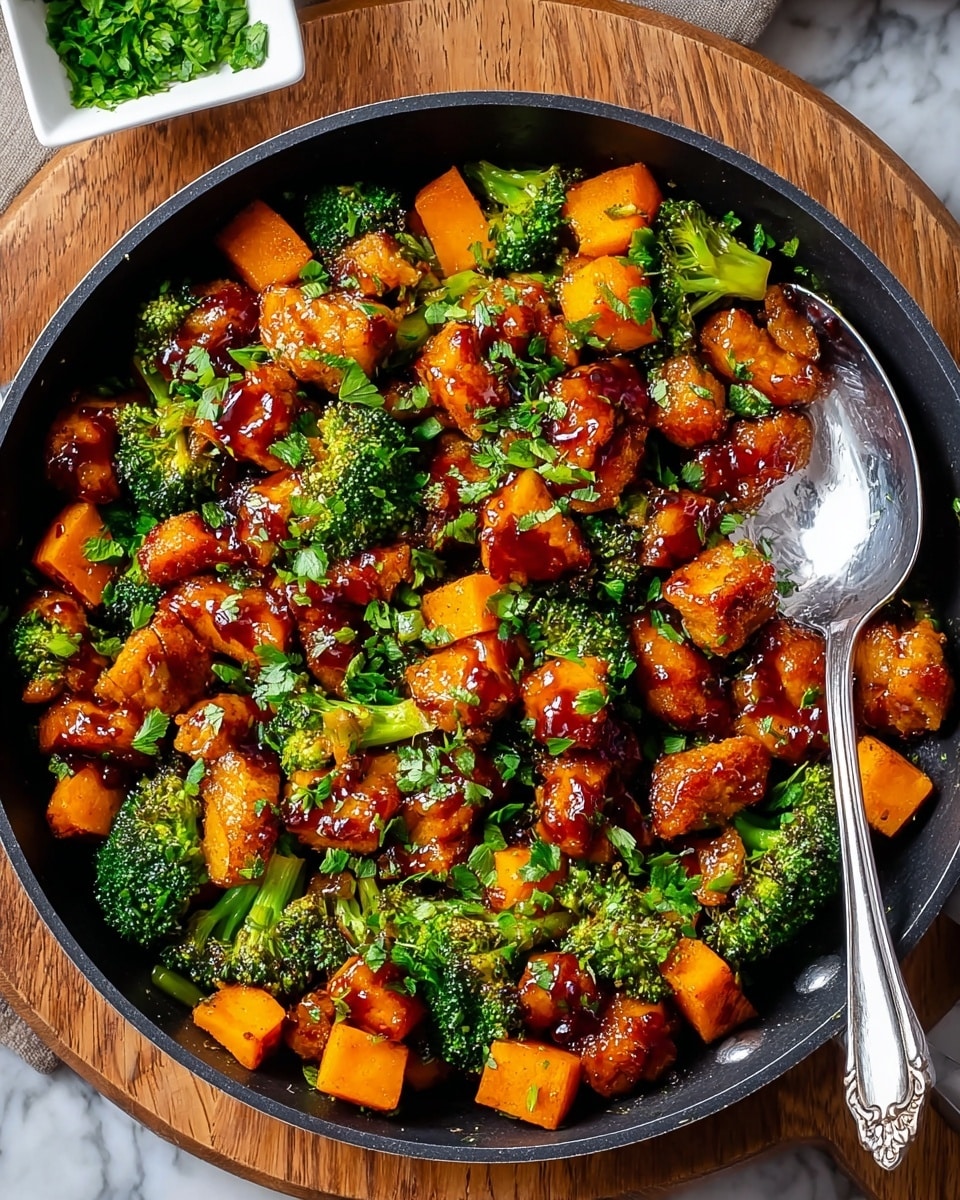 One-Pan Honey BBQ Chicken & Sweet Potatoes Recipe - Recipe Image
