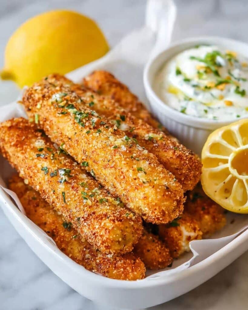 Baked Fish Sticks with Dijon Breadcrumb Coating Recipe