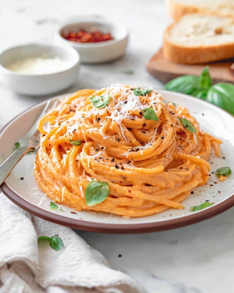 Creamy Tomato Pasta Sauce with Garlic and Basil Recipe