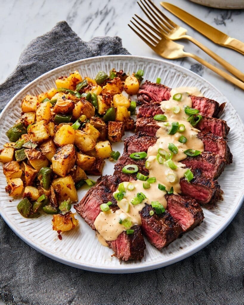 Creamy Chipotle Steak with Yukon Gold Potatoes and Poblano Pepper Recipe