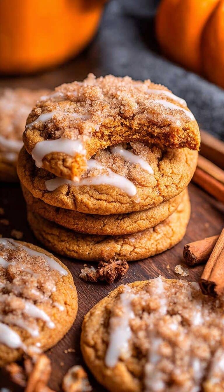 Pumpkin Coffee Cake Cookies with Streusel and Vanilla Glaze Recipe