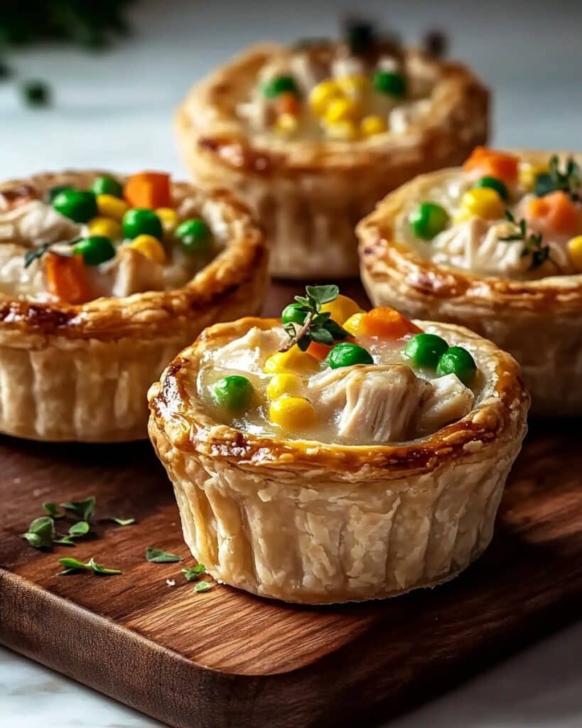 Mini Turkey and Vegetable Pot Pies with Puff Pastry Recipe