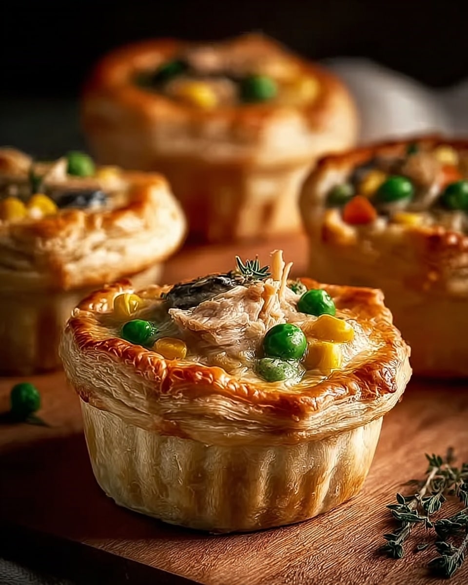 Mini Turkey and Vegetable Pot Pies with Puff Pastry Recipe - Recipe Image