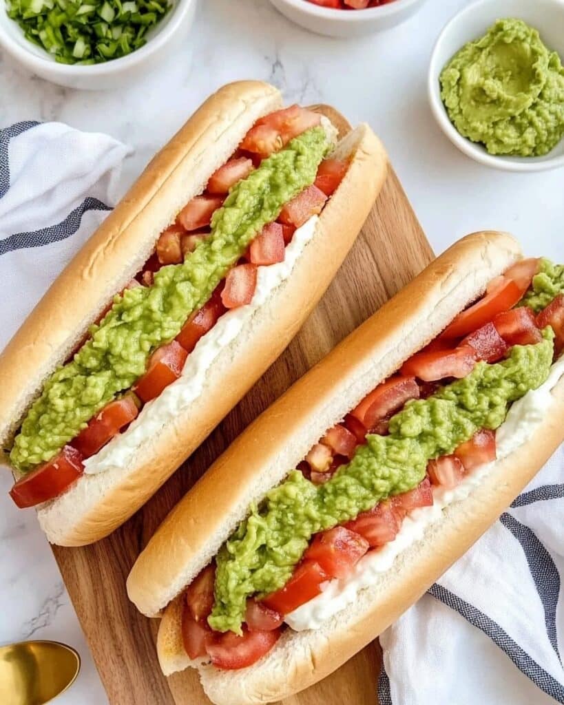 Completo Italiano: Gourmet Sausage Hot Dogs with Avocado, Tomato, and Mayonnaise Recipe