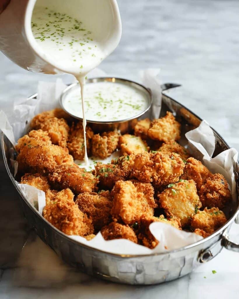 Crispy Cauliflower Bites with Homemade Herbed Buttermilk Ranch Dressing Recipe