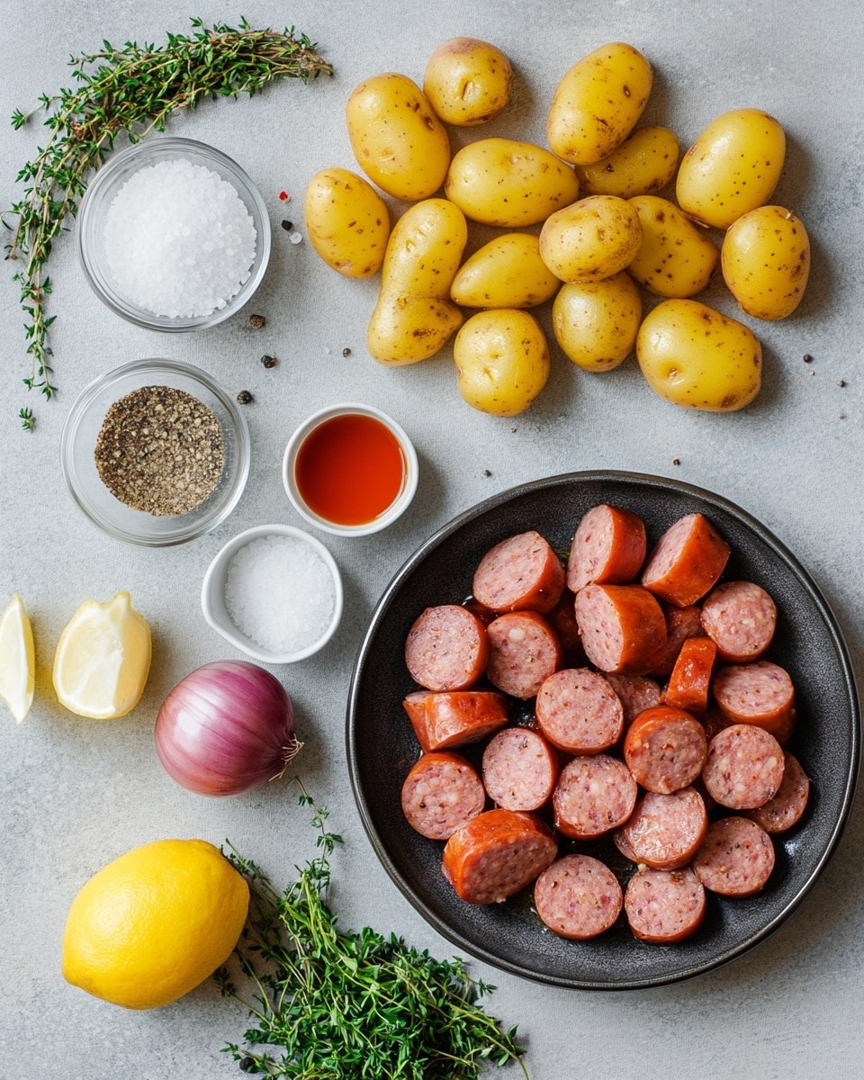 Sheet Pan Smoked Sausage and Potatoes Recipe - Recipe Image