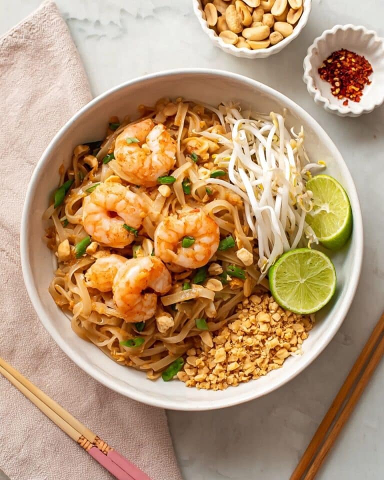 Authentic Homemade Pad Thai with Shrimp and Toppings Recipe