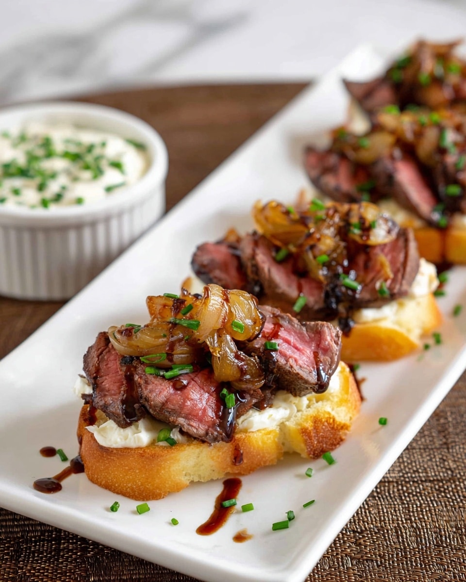 Grilled Steak Crostini with Horseradish Sauce Recipe - Recipe Image