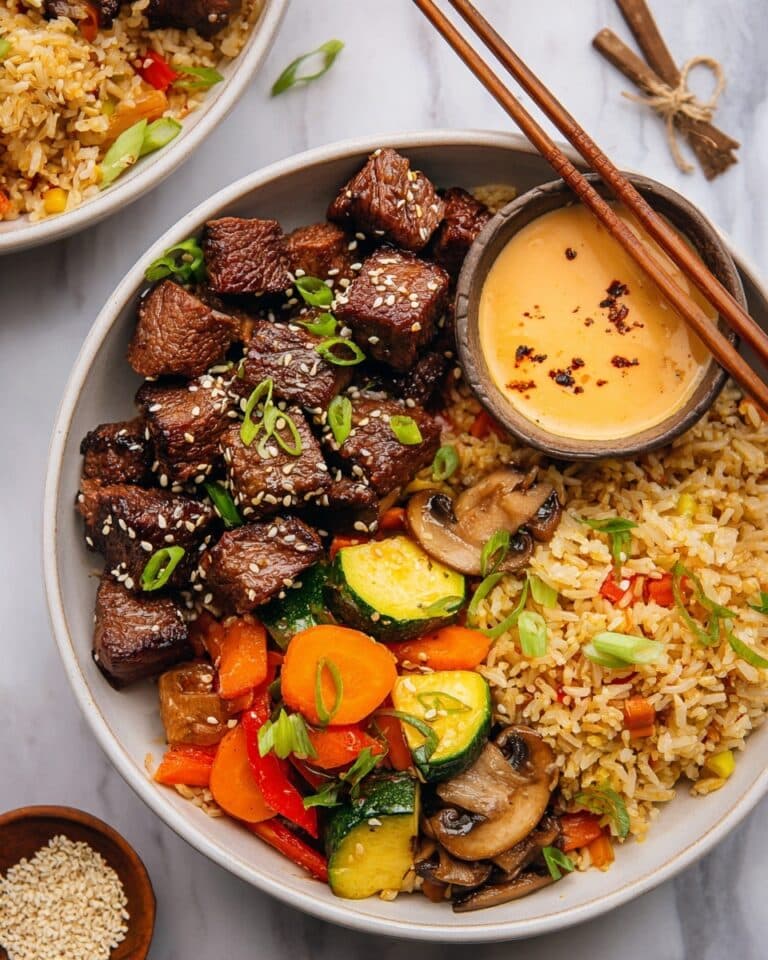 Hibachi Steak Bowls with Teriyaki Vegetables and Fried Rice Recipe