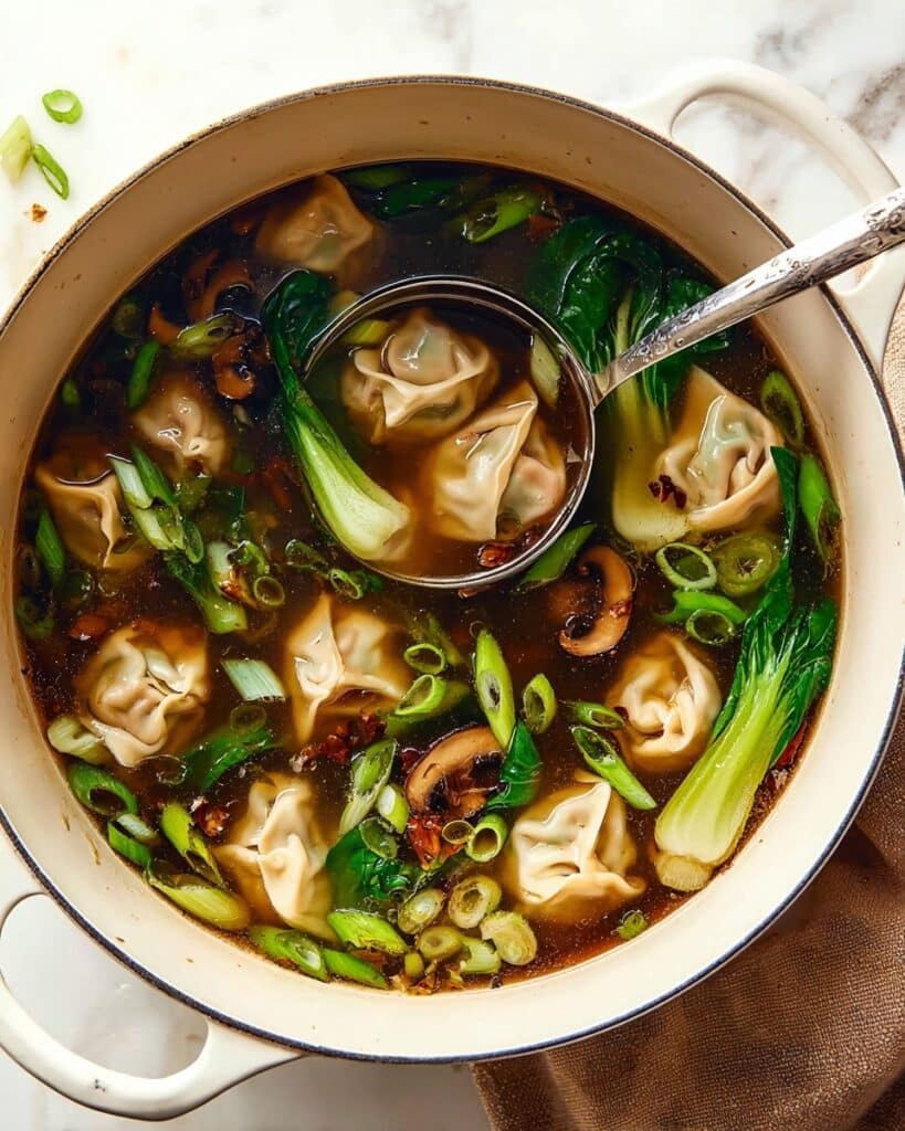 Potsticker Soup with Shiitake Mushrooms and Baby Bok Choy Recipe